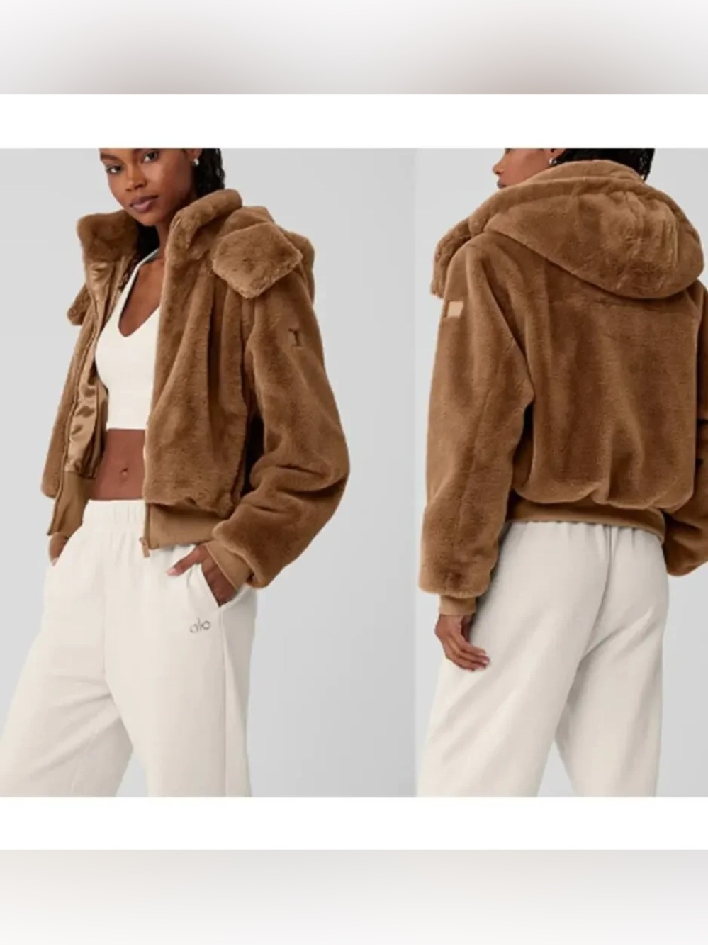 Elie Tahari Chestnut Brown Faux Fur Hooded Jacket - Picture 10 of 10